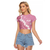 Bula Fiji Women's Day Raglan Cropped T Shirt Pink Masi Tapa