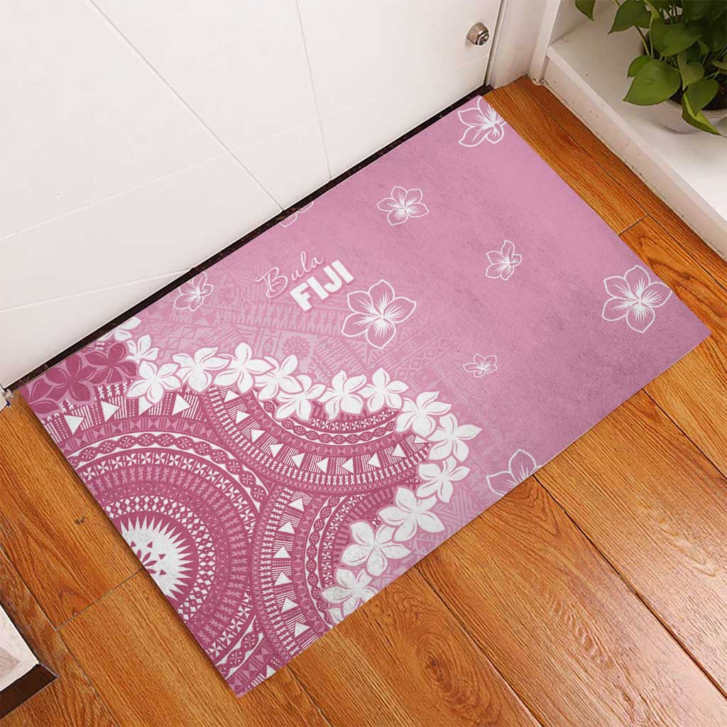 Bula Fiji Women's Day Rubber Doormat Pink Masi Tapa