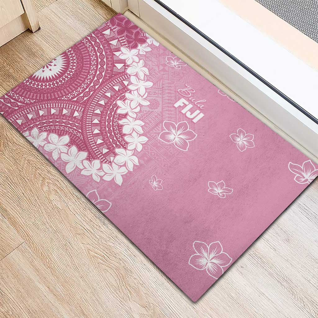 Bula Fiji Women's Day Rubber Doormat Pink Masi Tapa