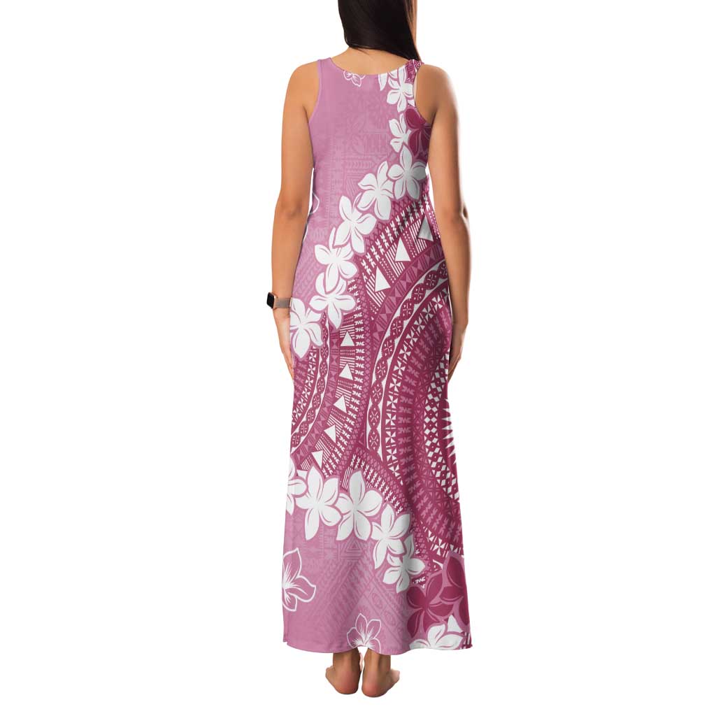 Bula Fiji Women's Day Tank Maxi Dress Pink Masi Tapa