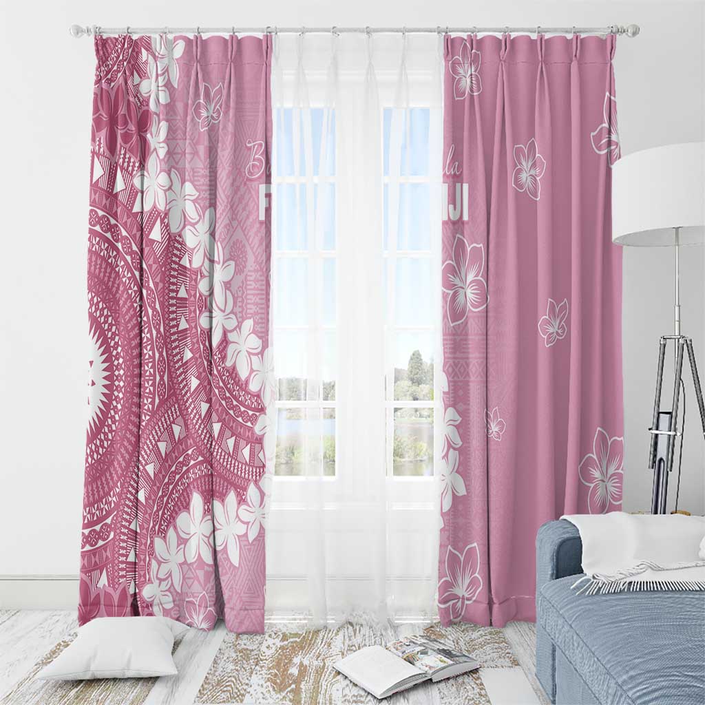 Bula Fiji Women's Day Window Curtain Pink Masi Tapa