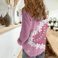 Bula Fiji Women's Day Women Casual Shirt Pink Masi Tapa