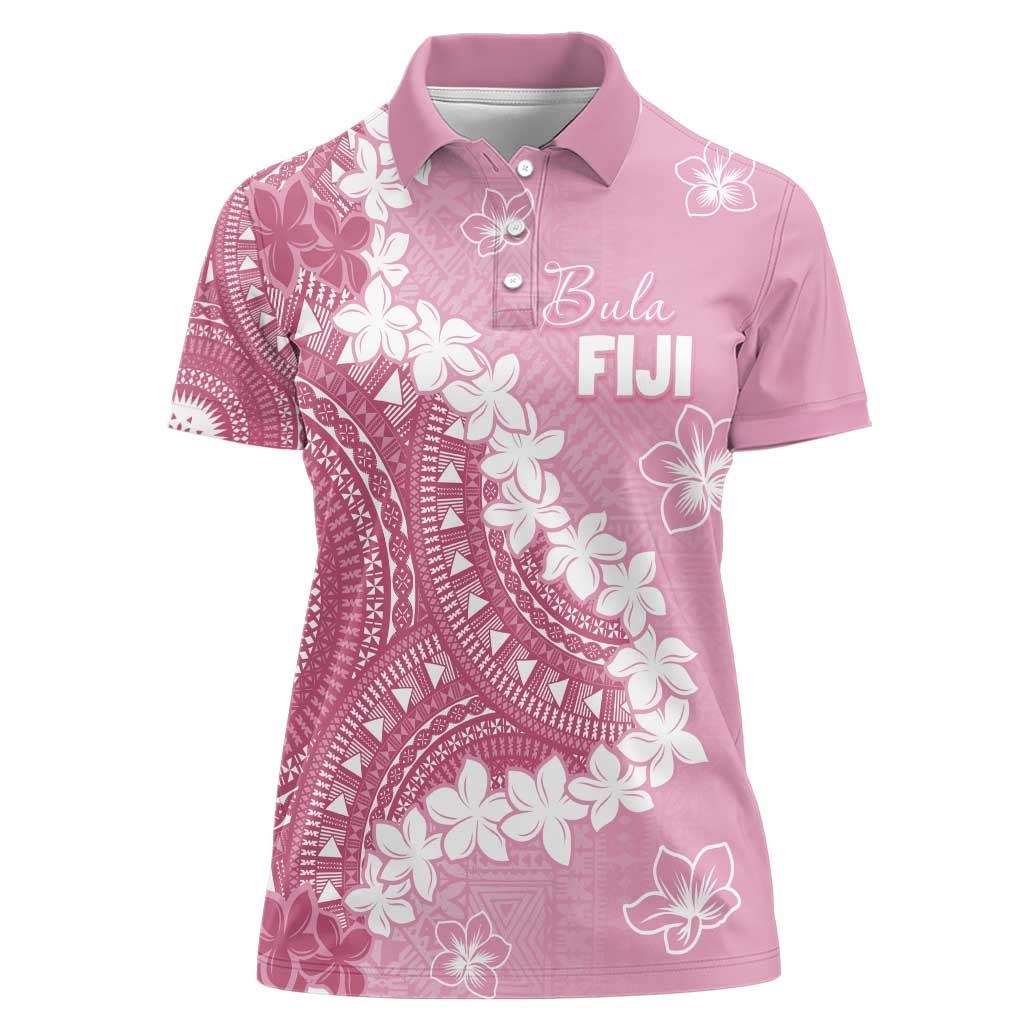 Bula Fiji Women's Day Women Polo Shirt Pink Masi Tapa