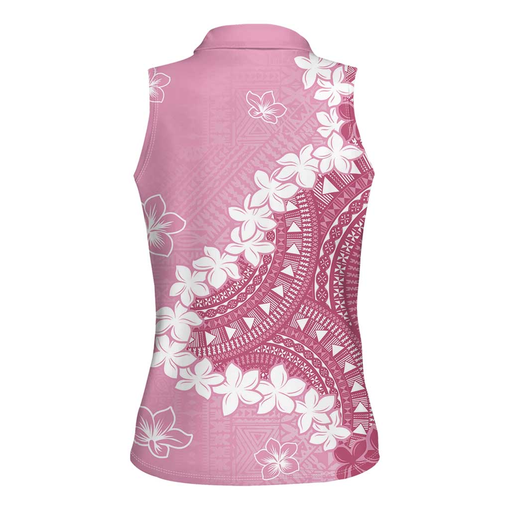 Bula Fiji Women's Day Women Sleeveless Polo Shirt Pink Masi Tapa