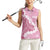 Bula Fiji Women's Day Women Sleeveless Polo Shirt Pink Masi Tapa