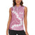 Bula Fiji Women's Day Women Sleeveless Polo Shirt Pink Masi Tapa