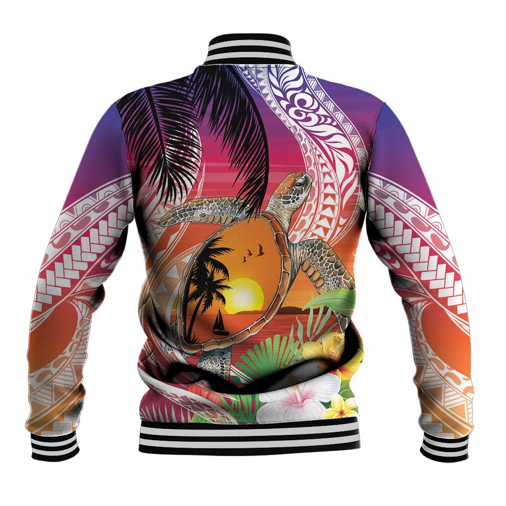 Polynesian Dreamy Turtle Baseball Jacket Sunset Scenery LT7 - Polynesian Pride