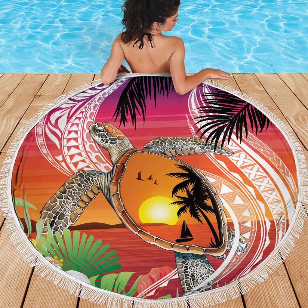 Polynesian Dreamy Turtle Beach Blanket Sunset Scenery LT7 - Polynesian Pride