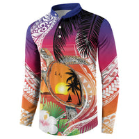 Polynesian Dreamy Turtle Button Sweatshirt Sunset Scenery LT7 - Polynesian Pride