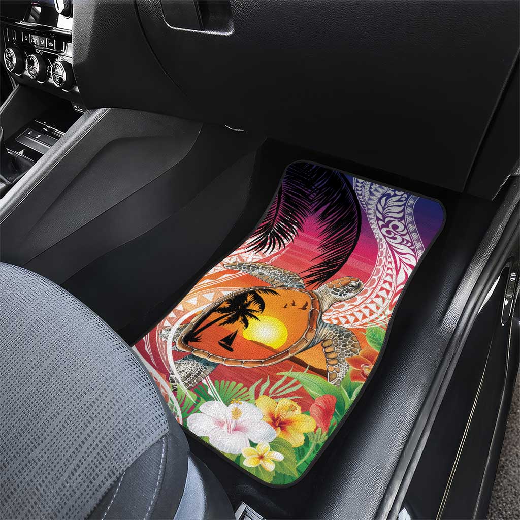 Polynesian Dreamy Turtle Car Mats Sunset Scenery LT7 - Polynesian Pride