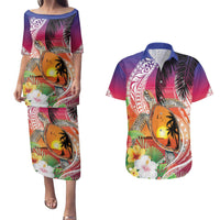 Polynesian Dreamy Turtle Couples Matching Puletasi and Hawaiian Shirt Sunset Scenery LT7 Art - Polynesian Pride
