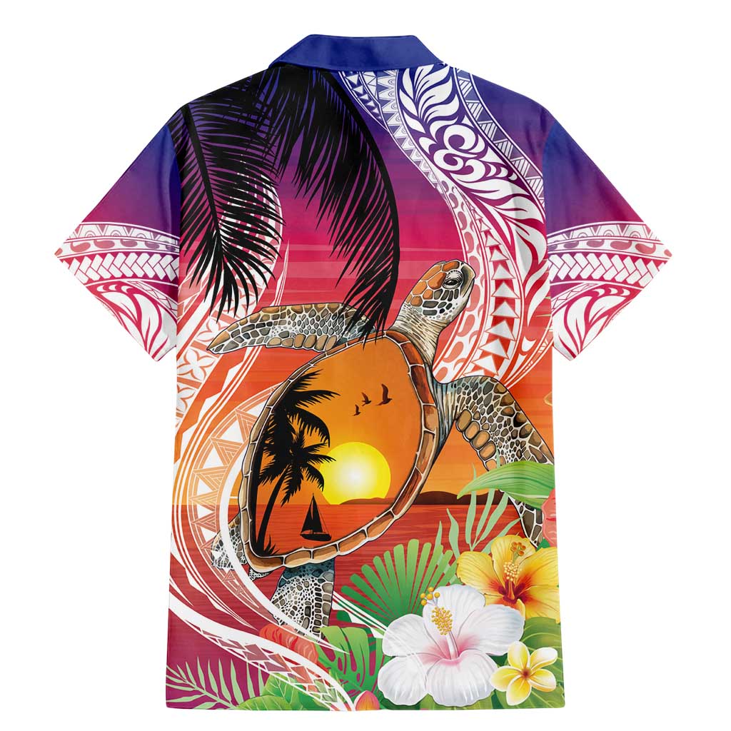 Polynesian Dreamy Turtle Family Matching Mermaid Dress and Hawaiian Shirt Sunset Scenery