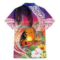 Polynesian Dreamy Turtle Family Matching Mermaid Dress and Hawaiian Shirt Sunset Scenery