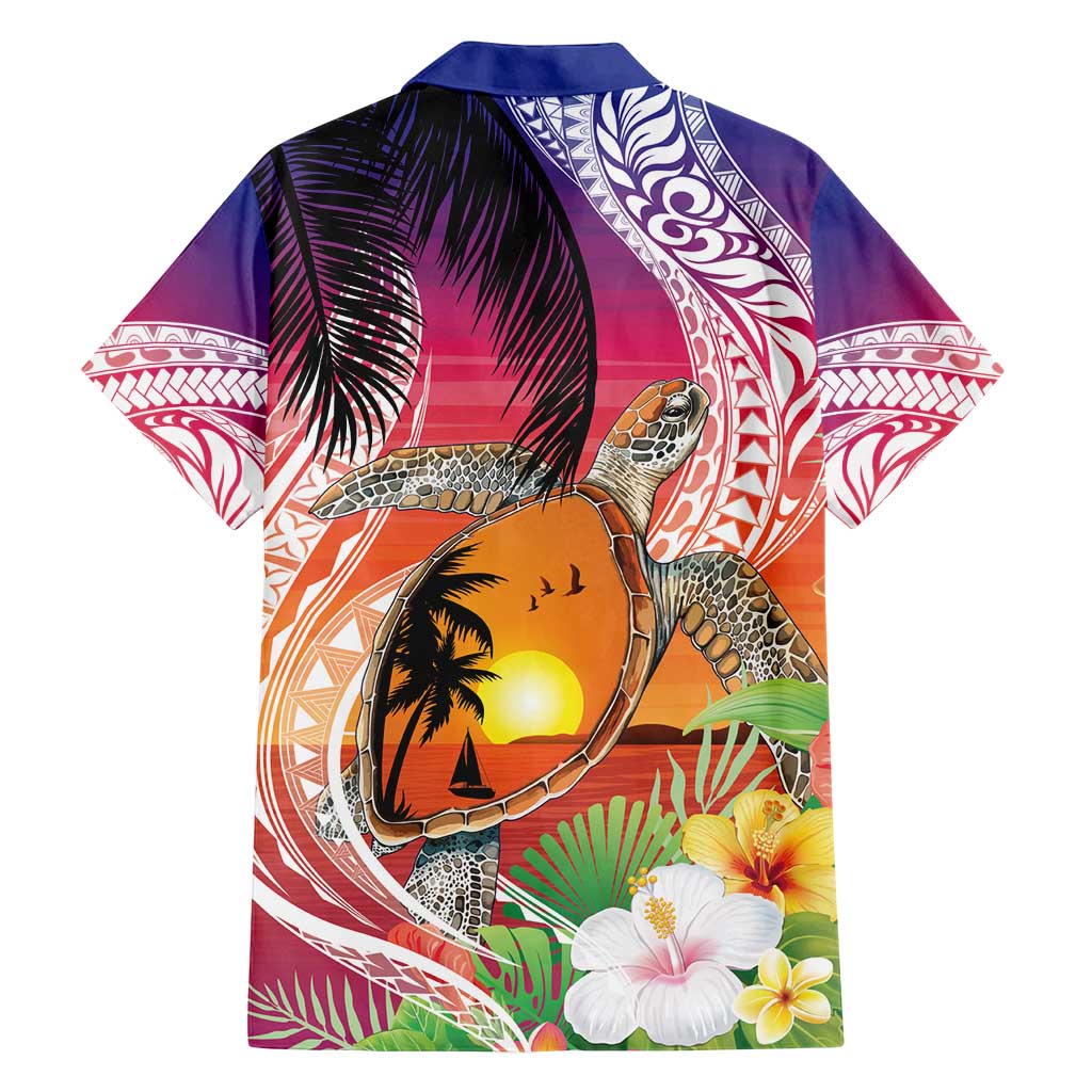 Polynesian Dreamy Turtle Family Matching Off Shoulder Maxi Dress and Hawaiian Shirt Sunset Scenery