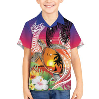 Polynesian Dreamy Turtle Family Matching Short Sleeve Bodycon Dress and Hawaiian Shirt Sunset Scenery