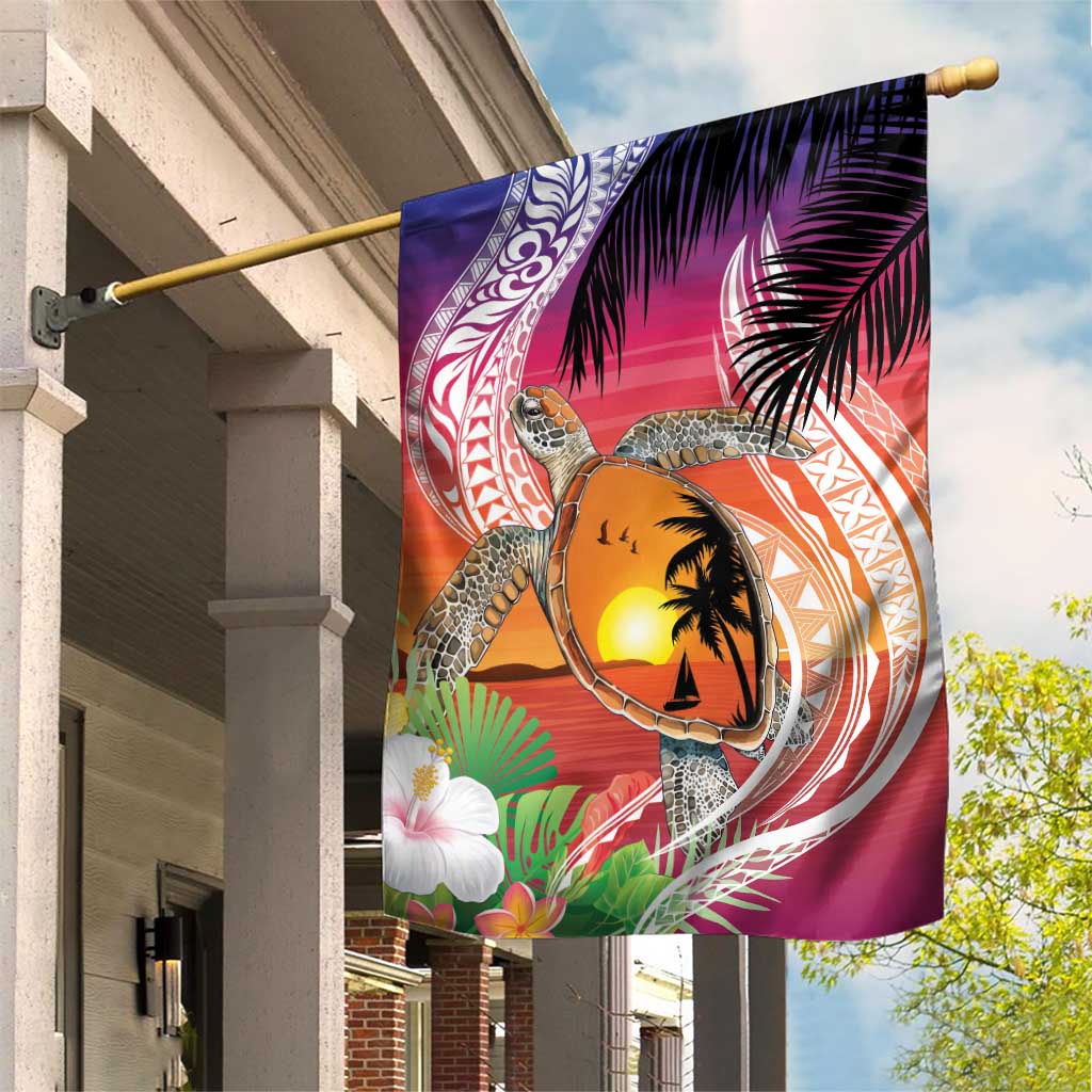 Polynesian Dreamy Turtle Garden Flag Sunset Scenery LT7 House Flag Art - Polynesian Pride