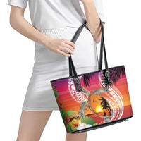 Polynesian Dreamy Turtle Leather Tote Bag Sunset Scenery LT7 - Polynesian Pride