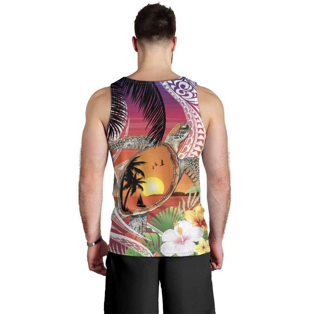 Polynesian Dreamy Turtle Men Tank Top Sunset Scenery LT7 - Polynesian Pride