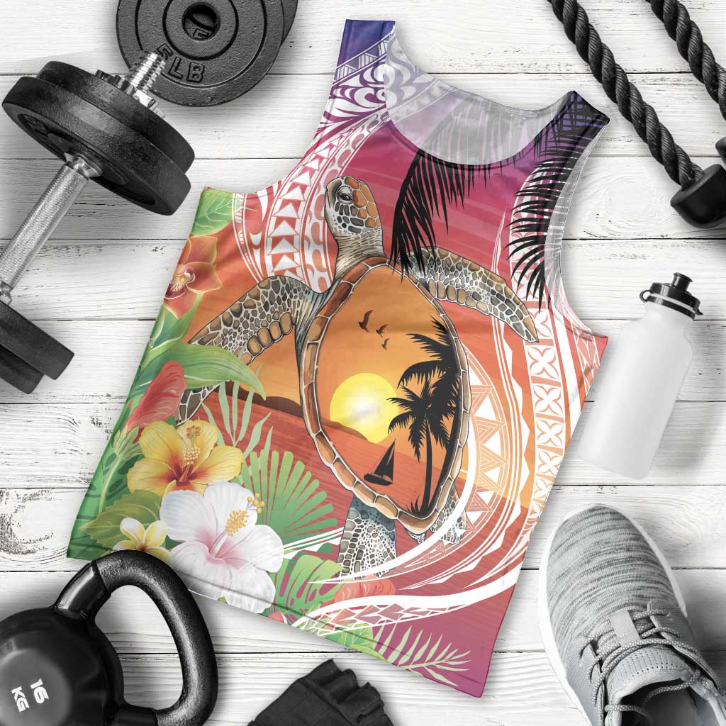 Polynesian Dreamy Turtle Men Tank Top Sunset Scenery LT7 - Polynesian Pride