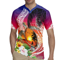Polynesian Dreamy Turtle Rugby Jersey Sunset Scenery