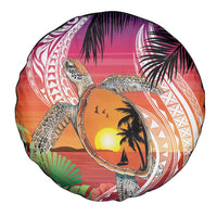 Polynesian Dreamy Turtle Spare Tire Cover Sunset Scenery LT7 - Polynesian Pride