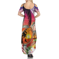 Polynesian Dreamy Turtle Summer Maxi Dress Sunset Scenery LT7 - Polynesian Pride