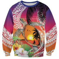 Polynesian Dreamy Turtle Sweatshirt Sunset Scenery LT7 Unisex Art - Polynesian Pride