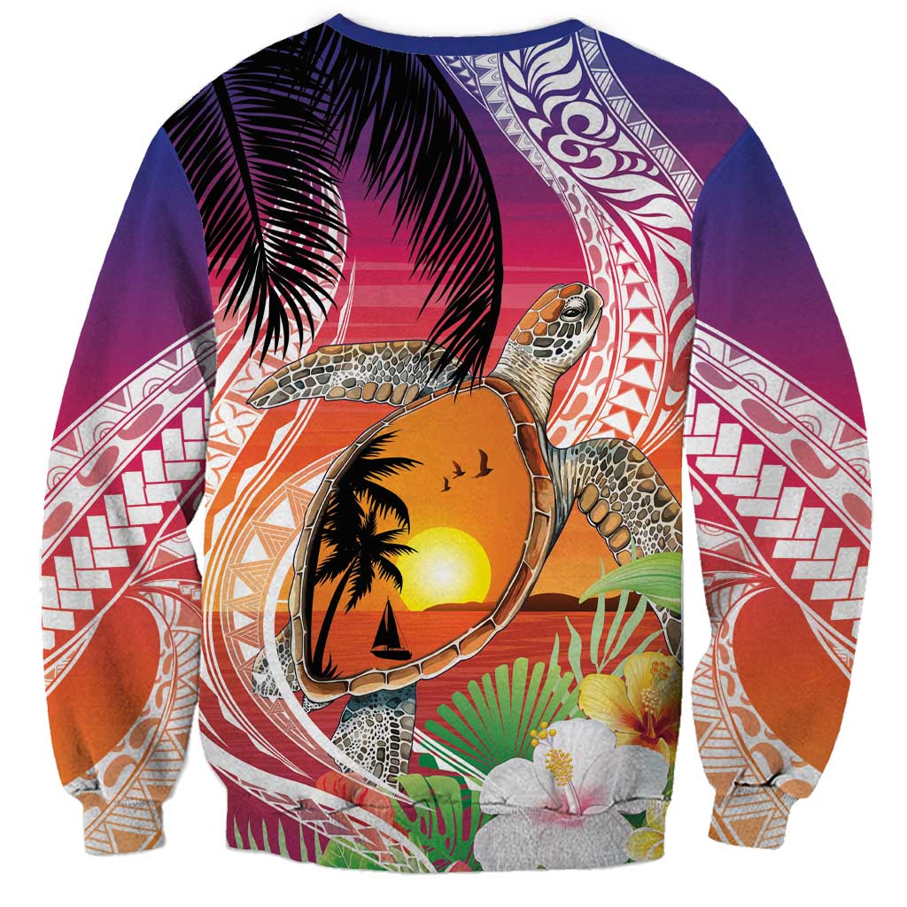 Polynesian Dreamy Turtle Sweatshirt Sunset Scenery LT7 - Polynesian Pride
