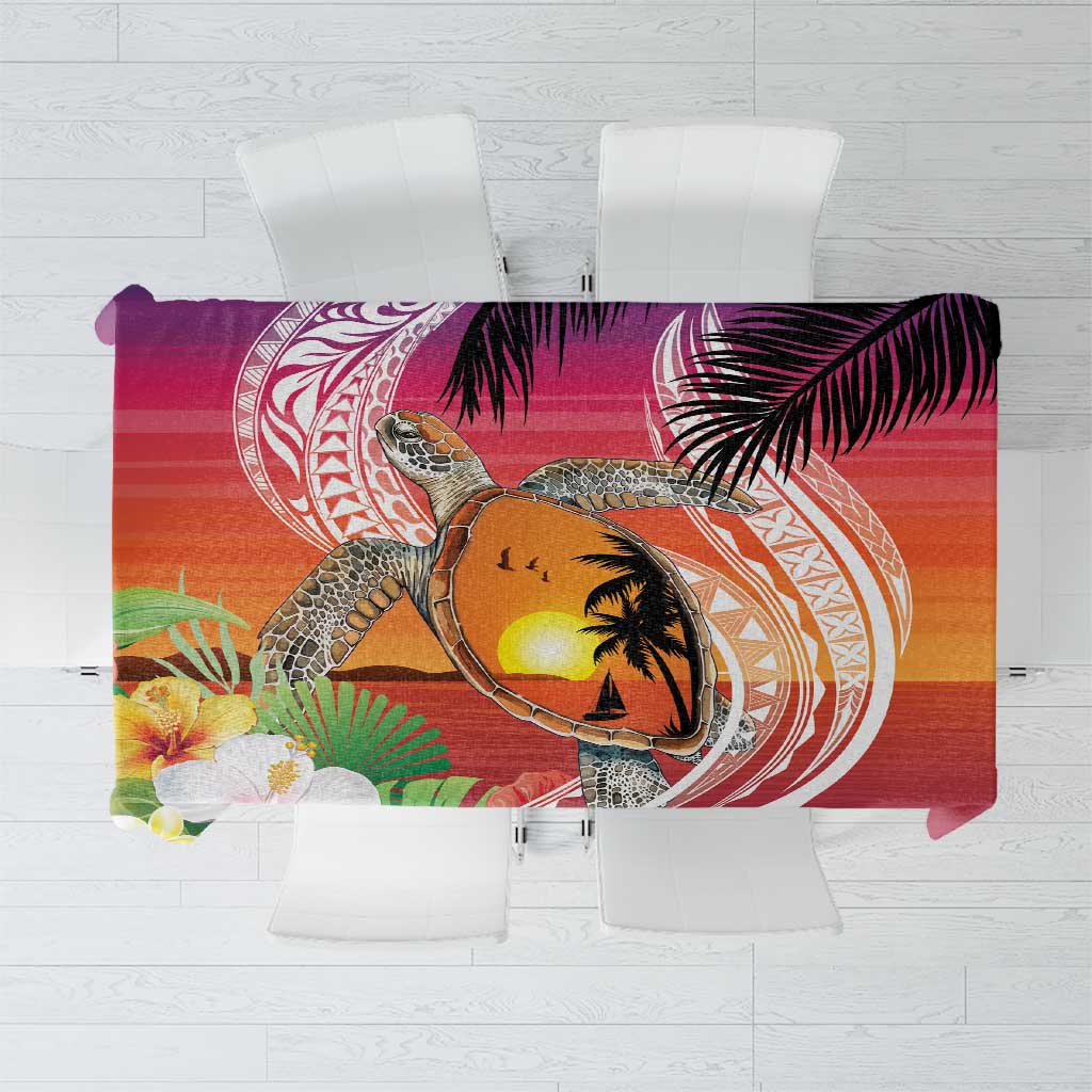 Polynesian Dreamy Turtle Tablecloth Sunset Scenery LT7 Art - Polynesian Pride