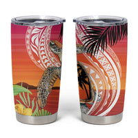 Polynesian Dreamy Turtle Tumbler Cup Sunset Scenery LT7 Art - Polynesian Pride