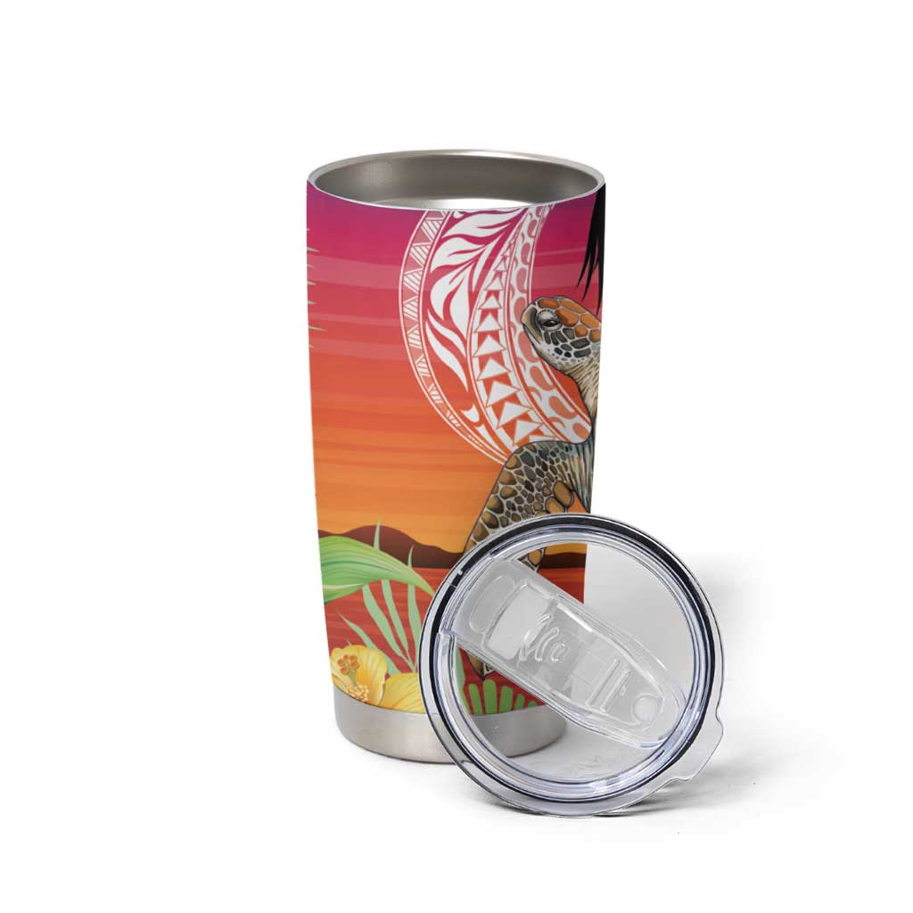 Polynesian Dreamy Turtle Tumbler Cup Sunset Scenery LT7 - Polynesian Pride