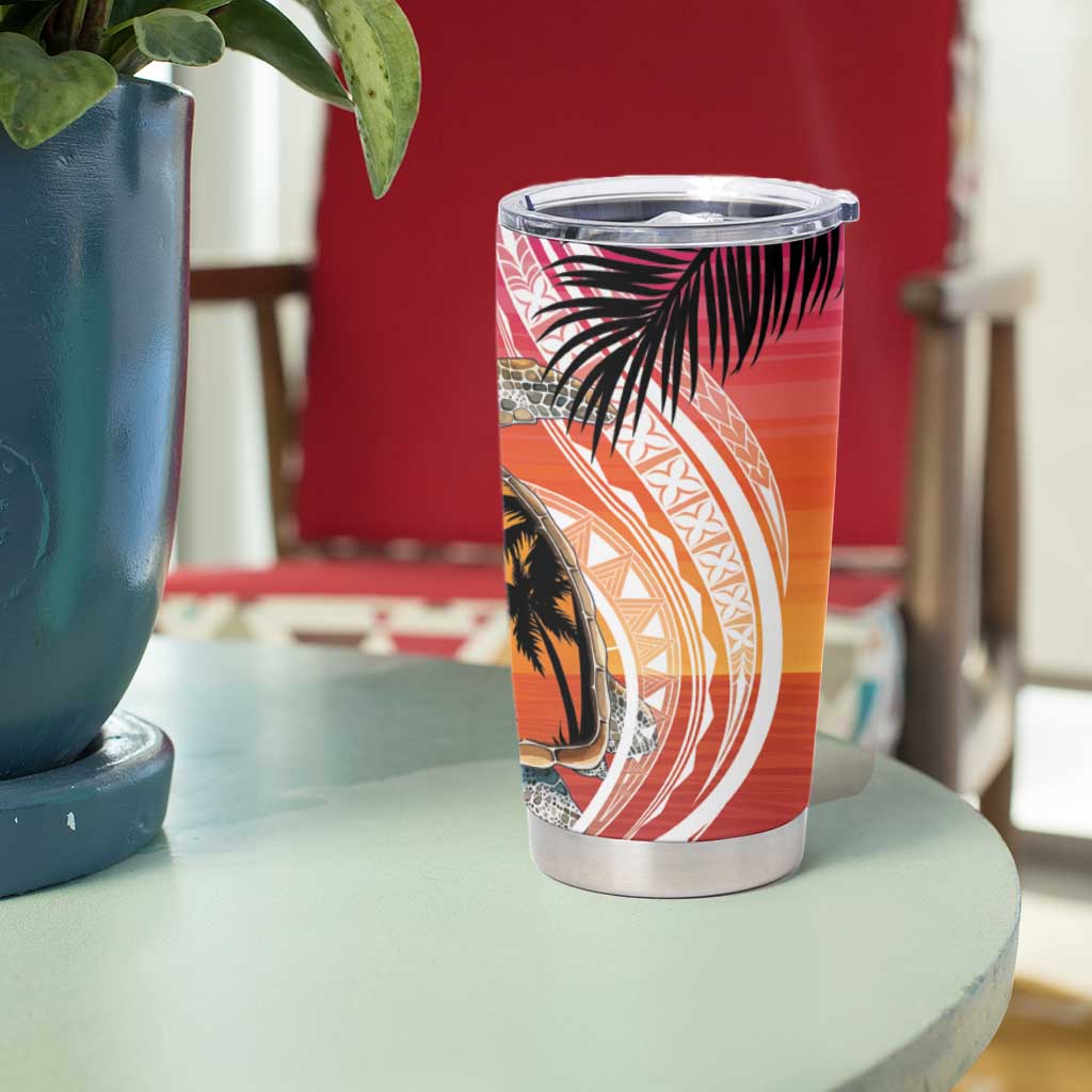 Polynesian Dreamy Turtle Tumbler Cup Sunset Scenery LT7 - Polynesian Pride