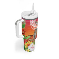 Polynesian Dreamy Turtle Tumbler With Handle Sunset Scenery LT7 - Polynesian Pride