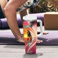 Polynesian Dreamy Turtle Tumbler With Handle Sunset Scenery LT7 - Polynesian Pride