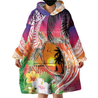 Polynesian Dreamy Turtle Wearable Blanket Hoodie Sunset Scenery LT7 - Polynesian Pride