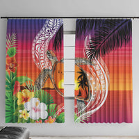 Polynesian Dreamy Turtle Window Curtain Sunset Scenery LT7 With Hooks Art - Polynesian Pride
