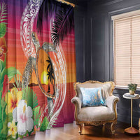 Polynesian Dreamy Turtle Window Curtain Sunset Scenery LT7 - Polynesian Pride