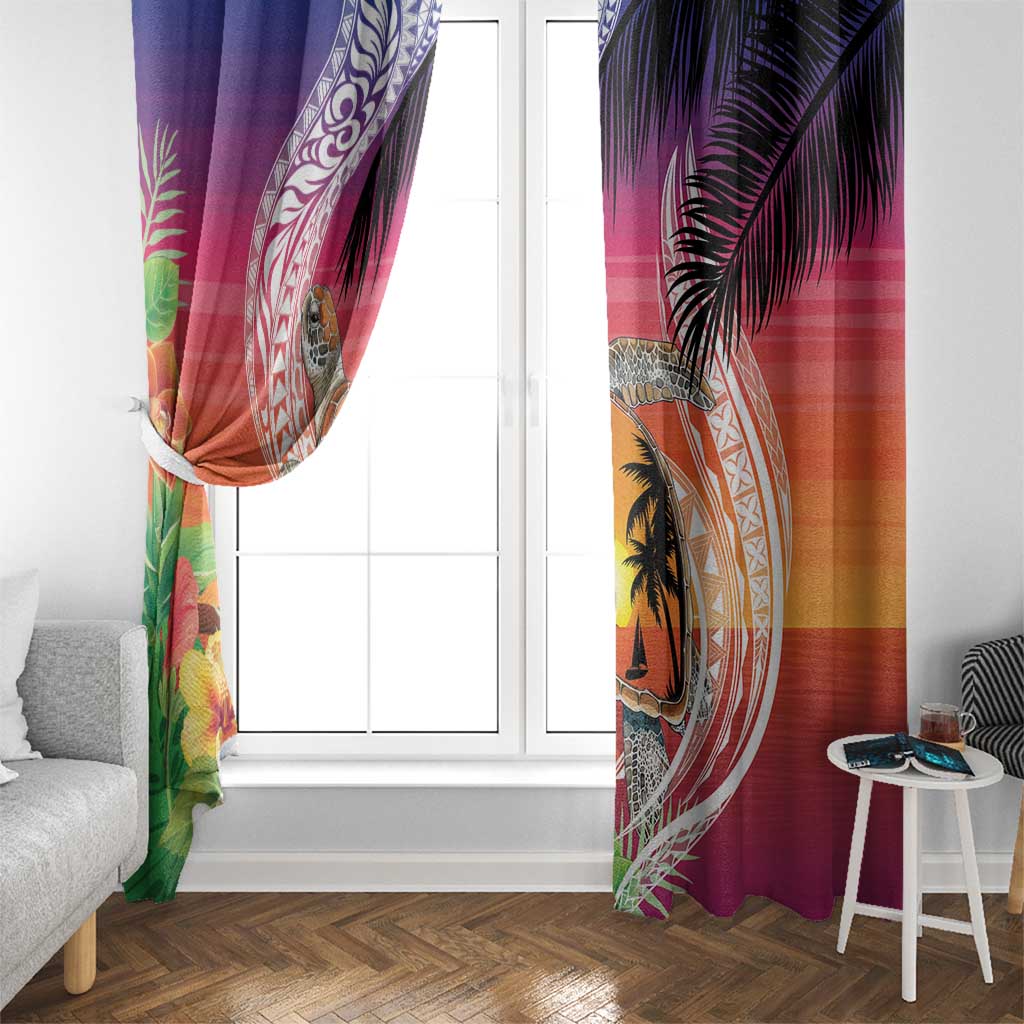 Polynesian Dreamy Turtle Window Curtain Sunset Scenery LT7 - Polynesian Pride