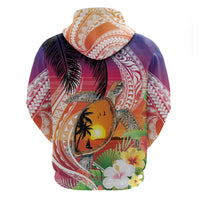 Polynesian Dreamy Turtle Zip Hoodie Sunset Scenery