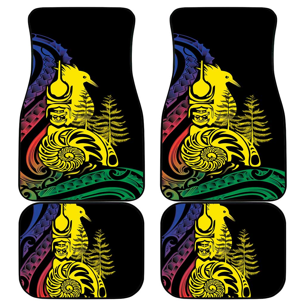 New Caledonia Kanaky Car Mats Stylized Fleche Faitiere With Kagu Bird