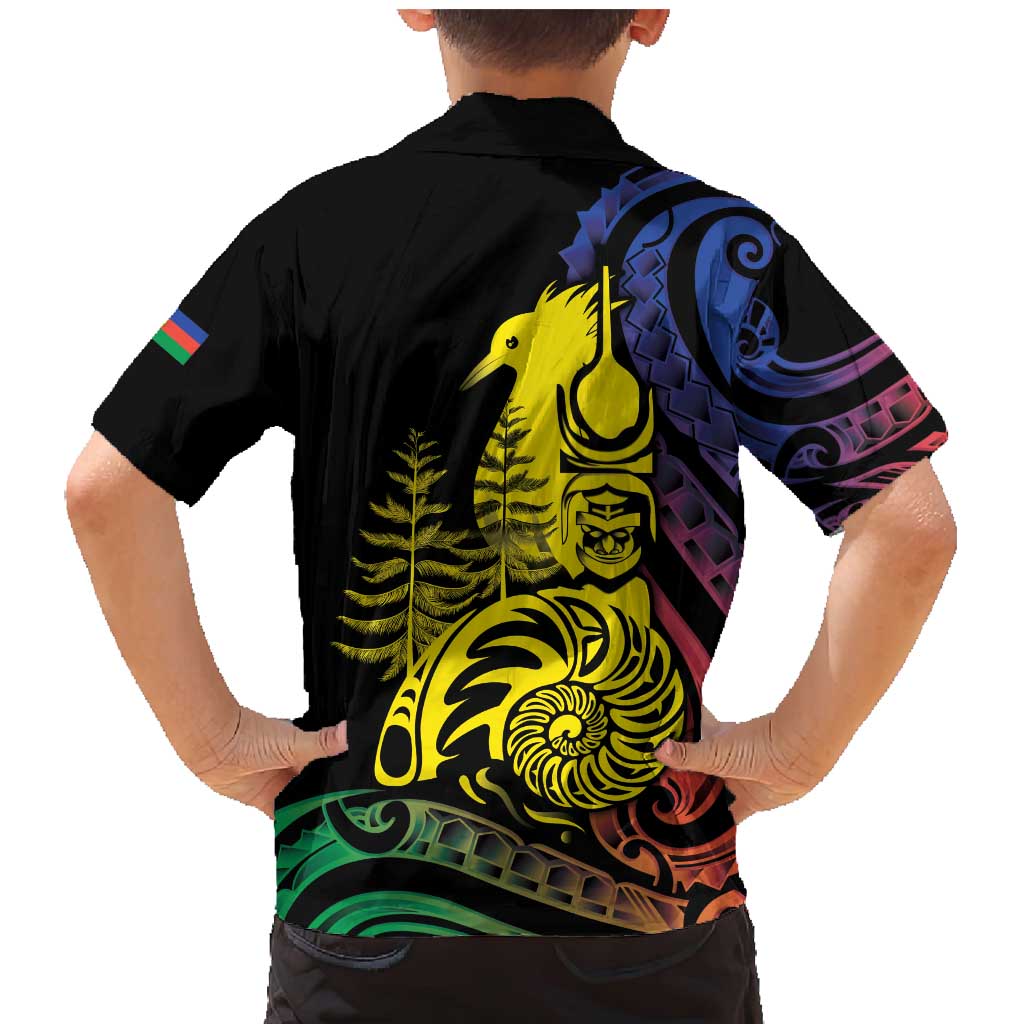 New Caledonia Kanaky Family Matching Mermaid Dress and Hawaiian Shirt Stylized Fleche Faitiere With Kagu Bird