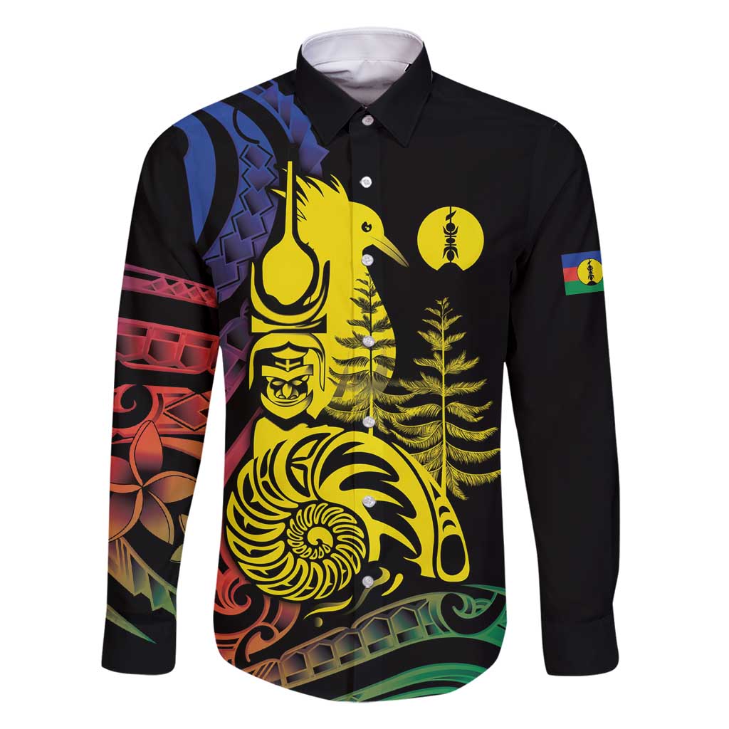 New Caledonia Kanaky Family Matching Mermaid Dress and Hawaiian Shirt Stylized Fleche Faitiere With Kagu Bird