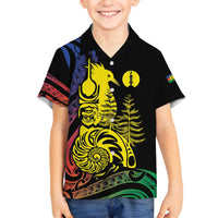 New Caledonia Kanaky Family Matching Puletasi and Hawaiian Shirt Stylized Fleche Faitiere With Kagu Bird