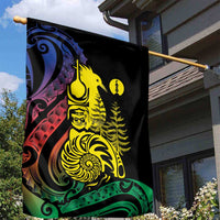 New Caledonia Kanaky Garden Flag Stylized Fleche Faitiere With Kagu Bird