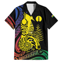 New Caledonia Kanaky Hawaiian Shirt Stylized Fleche Faitiere With Kagu Bird