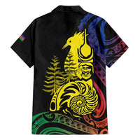 New Caledonia Kanaky Hawaiian Shirt Stylized Fleche Faitiere With Kagu Bird