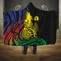 New Caledonia Kanaky Hooded Blanket Stylized Fleche Faitiere With Kagu Bird