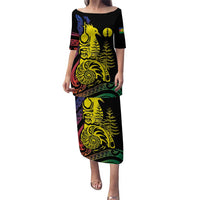 New Caledonia Kanaky Puletasi Stylized Fleche Faitiere With Kagu Bird