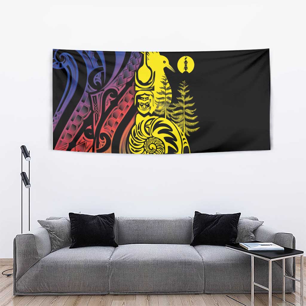 New Caledonia Kanaky Tapestry Stylized Fleche Faitiere With Kagu Bird