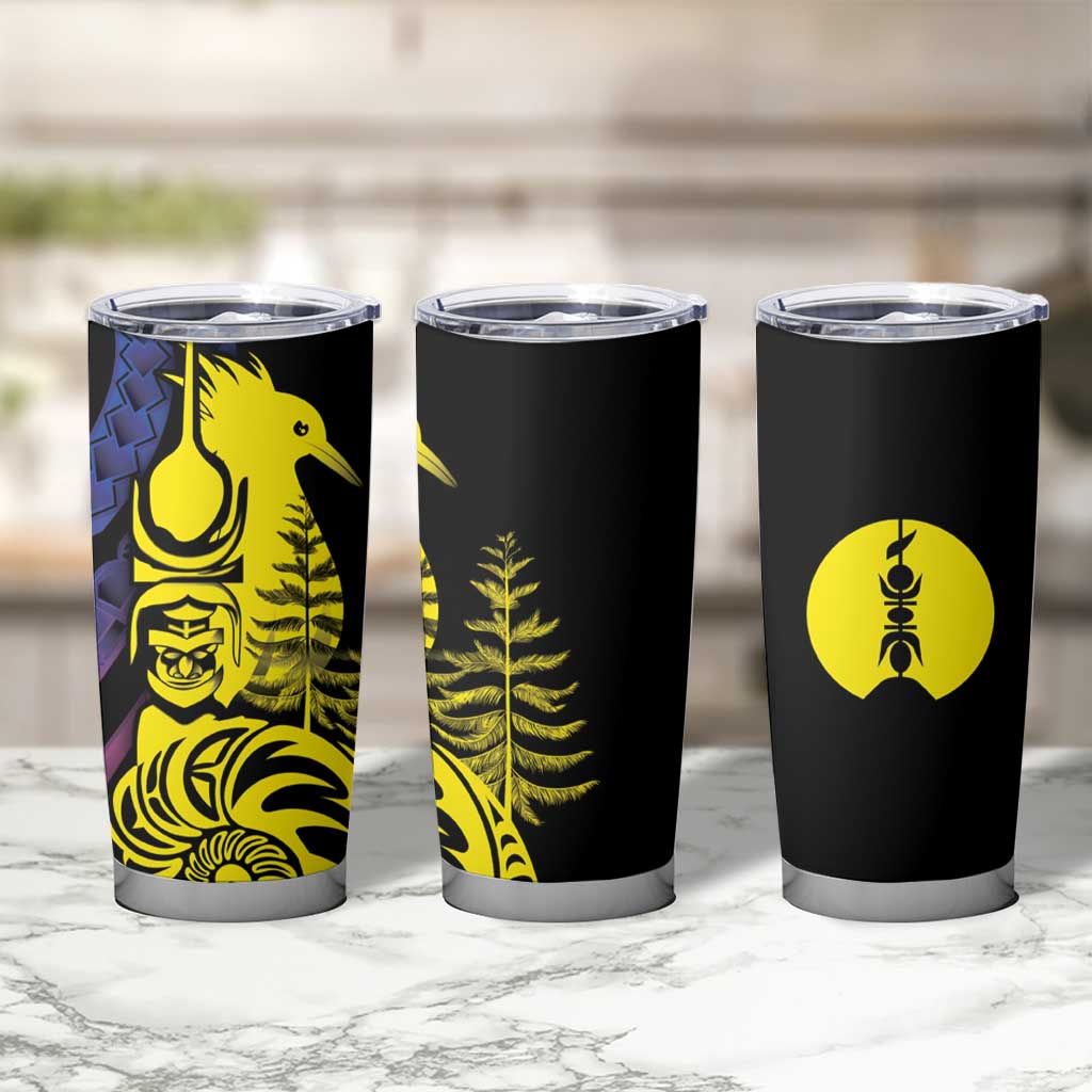 New Caledonia Kanaky Tumbler Cup Stylized Fleche Faitiere With Kagu Bird